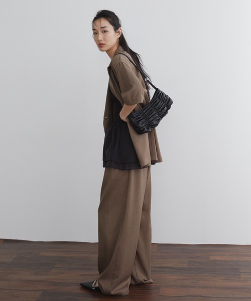 Aunt Marie's（アントマリーズ）の「リネンライクハーフスリーブジャケット（テーラードジャケット・レディース・ブラック/ベージュ/ブラウン・FREE）」の15枚目の写真