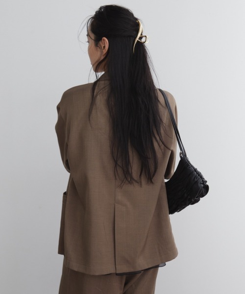 Aunt Marie's（アントマリーズ）の「リネンライクハーフスリーブジャケット（テーラードジャケット・レディース・ブラック/ベージュ/ブラウン・FREE）」の12枚目の写真