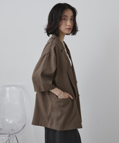 アナイ　リネンライクハーフスリーブジャケット リネンライクハーフスリーブジャケット（テーラードジャケット