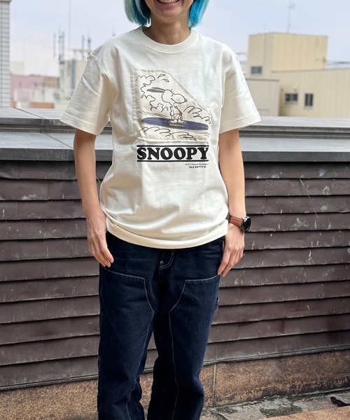 SNOOPY×OLD BETTY'S(スヌーピーカケルオールドベティーズ)の「スヌーピー【SNOOPY】organic cotton T-shirts(SURFIN)(Tシャツ/カットソー・レディース・ダークネイビー/ブラック/オフホワイト/ベージュ系その他・M/XL/L)」の5枚目の写真