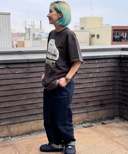 SNOOPY×OLD BETTY'S(スヌーピーカケルオールドベティーズ)の「スヌーピー【SNOOPY】organic cotton T-shirts(SURFIN)(Tシャツ/カットソー・レディース・ダークネイビー/ブラック/オフホワイト/ベージュ系その他・M/XL/L)」の21枚目の写真