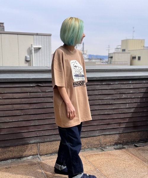 SNOOPY×OLD BETTY'S(スヌーピーカケルオールドベティーズ)の「スヌーピー【SNOOPY】organic cotton T-shirts(SURFIN)(Tシャツ/カットソー・レディース・ダークネイビー/ブラック/オフホワイト/ベージュ系その他・M/XL/L)」の14枚目の写真