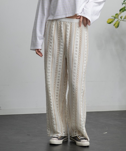 AMERICAN RAG CIE(アメリカンラグシー)の「ラメレースパンツ(その他パンツ・レディース・オフホワイト/ブラック・FREE)」の7枚目の写真