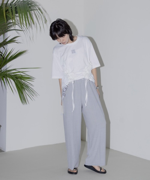 テープロゴ エンブロ ゆるスラックスパンツ Eimee Law│Eimee