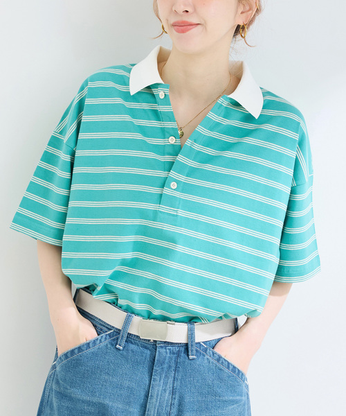 blu bre 襟付きクルーネックTシャツ blu bre 襟付きクルーネックTシャツ