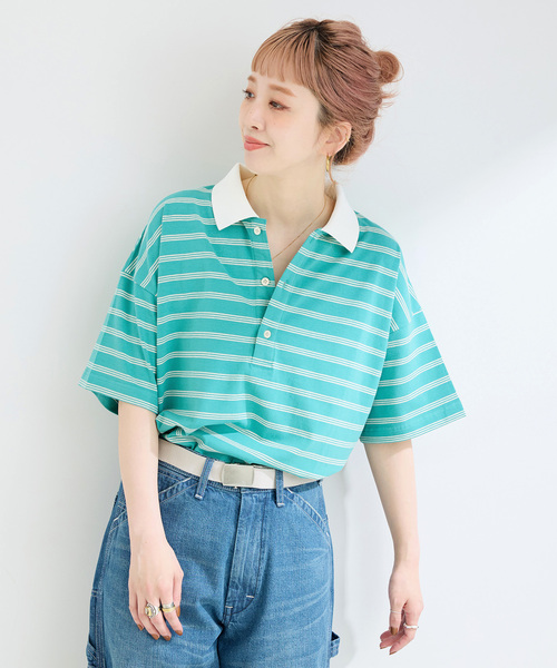 セール】手洗い可 / 襟付きボーダーS/STEE（Tシャツ/カットソー）｜B.C