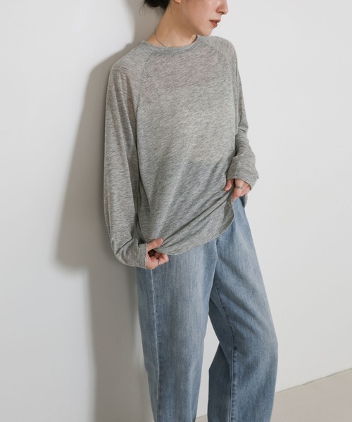 シアーラグランロングスリーブTシャツ（Tシャツ/カットソー）｜select