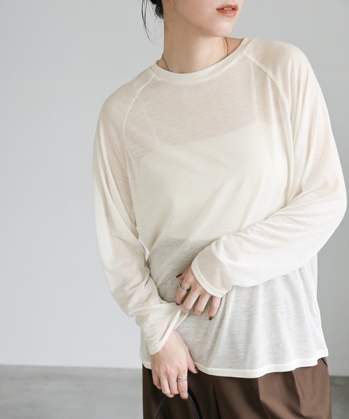 シアーラグランロングスリーブTシャツ（Tシャツ/カットソー）｜select