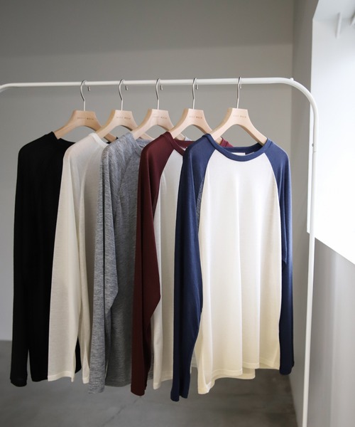 select MOCA(セレクトモカ)の「シアーラグランロングスリーブTシャツ(Tシャツ/カットソー・レディース・ボルドー/ブラック/グレー/オフホワイト/ネイビー/カーキ・FREE)」の14枚目の写真