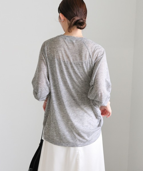 select MOCA(セレクトモカ)の「シアーラグランロングスリーブTシャツ(Tシャツ/カットソー・レディース・ボルドー/ブラック/グレー/オフホワイト/ネイビー/カーキ・FREE)」の11枚目の写真