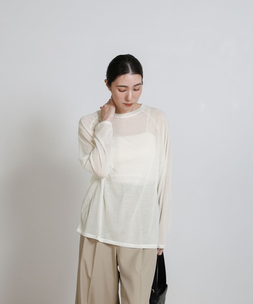 セール】シアーラグランロングスリーブTシャツ（Tシャツ/カットソー