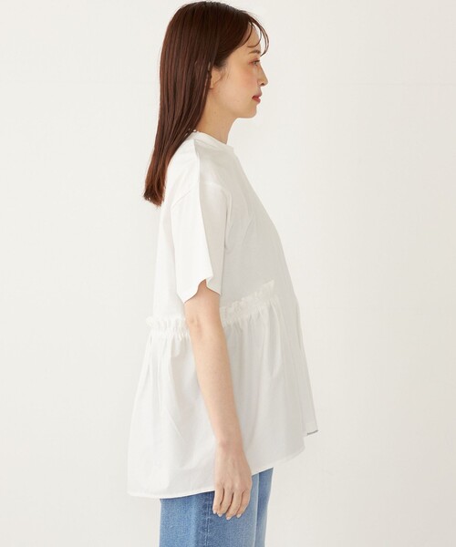 SHIPS Colors（シップス カラーズ）の「SHIPS Colors:〈手洗い可能〉ドッキング ペプラム ショートスリーブ トップス◇（Tシャツ/カットソー・レディース・ブラック/ベージュ/オフホワイト/オレンジ/ベージュ系/アイボリー/ダークグレー・ONE SIZE）」の9枚目の写真