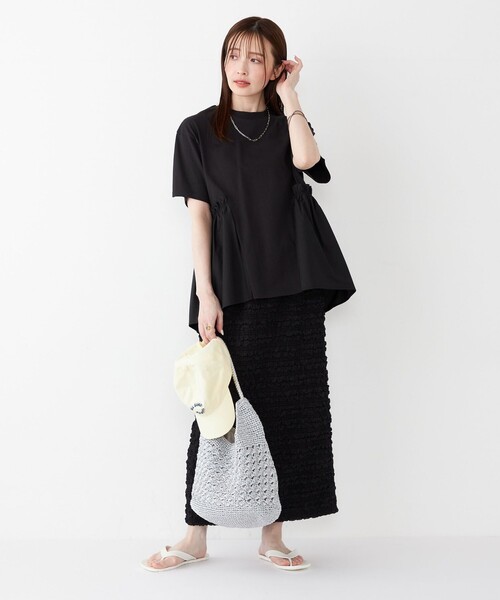 SHIPS for women / シップスウィメン SHIPS Colors:〈手洗い可能〉ドッキング ペプラム ショートスリーブ トップス◇ SHIPS Colors:〈手洗い可能〉ドッキング ペプラム ショート