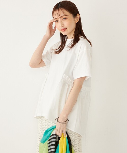 SHIPS Colors:〈手洗い可能〉ドッキング ペプラム ショートスリーブ