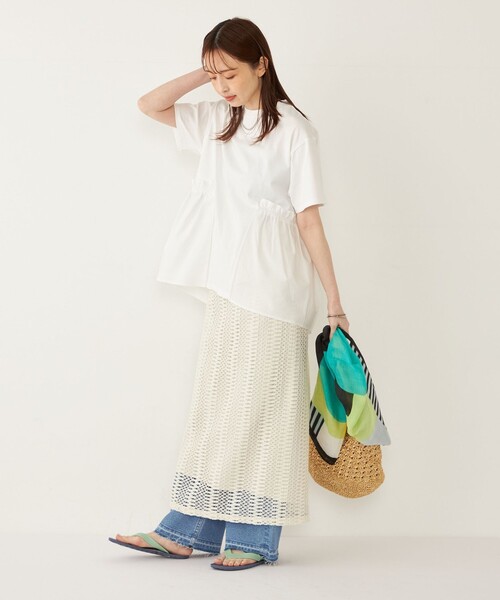 SHIPS Colors（シップス カラーズ）の「SHIPS Colors:〈手洗い可能〉ドッキング ペプラム ショートスリーブ トップス◇（Tシャツ/カットソー・レディース・ブラック/ベージュ/オフホワイト/オレンジ/ベージュ系/アイボリー/ダークグレー・ONE SIZE）」の18枚目の写真