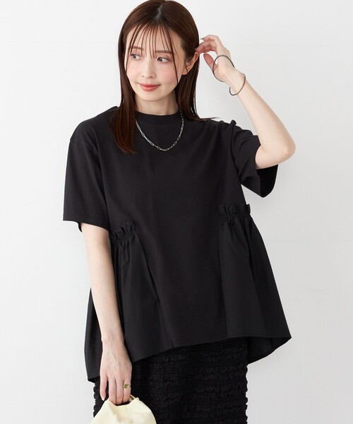 SHIPS Colors（シップス カラーズ）の「SHIPS Colors:〈手洗い可能〉ドッキング ペプラム ショートスリーブ トップス◇（Tシャツ/カットソー・レディース・ブラック/ベージュ/オフホワイト/オレンジ/ベージュ系/アイボリー/ダークグレー・ONE SIZE）」の20枚目の写真