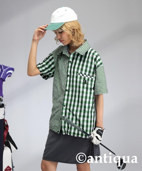antiqua(アンティカ)の「【STCH】ミックスチェックシャツ(シャツ/ブラウス・レディース・ネイビー/グリーン/ブラック・ML/LXL)」の12枚目の写真