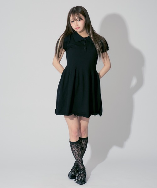 ALLuRing ChaRm(アリュリングチャーム)の「Balloon Polo Mini Dress / バルーンポロミニワンピース(ワンピース・レディース・ブラック/ブルー・FREE)」の9枚目の写真