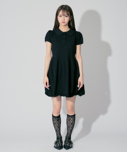 ALLuRing ChaRm(アリュリングチャーム)の「Balloon Polo Mini Dress / バルーンポロミニワンピース(ワンピース・レディース・ブラック/ブルー・FREE)」の8枚目の写真