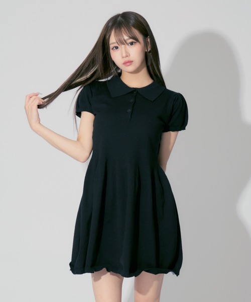 ALLuRing ChaRm(アリュリングチャーム)の「Balloon Polo Mini Dress / バルーンポロミニワンピース(ワンピース・レディース・ブラック/ブルー・FREE)」の14枚目の写真