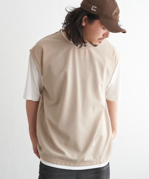 NO NEED(ノーニード)の「袖切り替えレイヤードT(Tシャツ/カットソー・メンズ・ピンク/オリーブ/ネイビー/ベージュ・LL/S/M/L)」の2枚目の写真