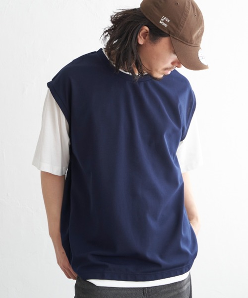NO NEED(ノーニード)の「袖切り替えレイヤードT(Tシャツ/カットソー・メンズ・ピンク/オリーブ/ネイビー/ベージュ・LL/S/M/L)」の3枚目の写真