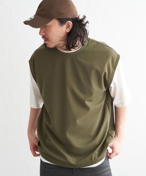 NO NEED(ノーニード)の「袖切り替えレイヤードT(Tシャツ/カットソー・メンズ・ピンク/オリーブ/ネイビー/ベージュ・LL/S/M/L)」の1枚目の写真