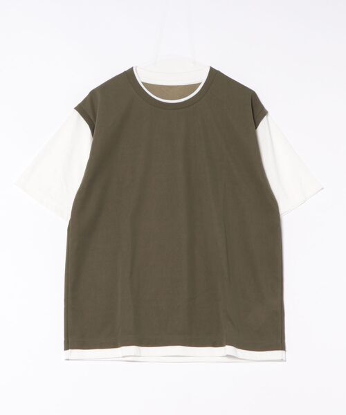 NO NEED(ノーニード)の「袖切り替えレイヤードT(Tシャツ/カットソー・メンズ・ピンク/オリーブ/ネイビー/ベージュ・LL/S/M/L)」の9枚目の写真