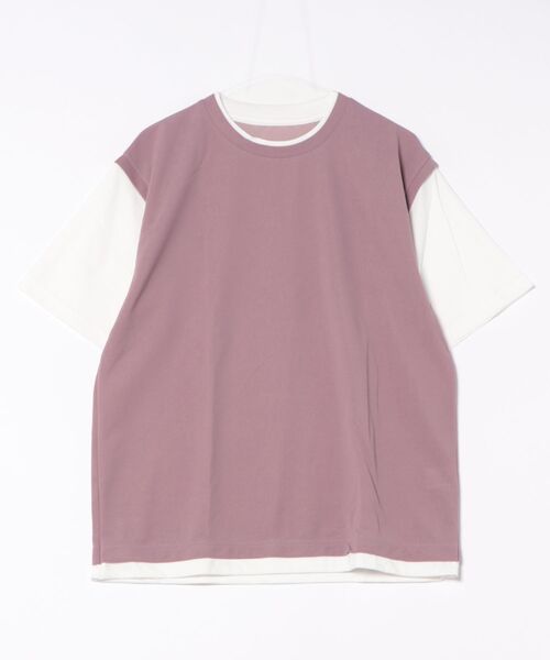 NO NEED(ノーニード)の「袖切り替えレイヤードT(Tシャツ/カットソー・メンズ・ピンク/オリーブ/ネイビー/ベージュ・LL/S/M/L)」の8枚目の写真
