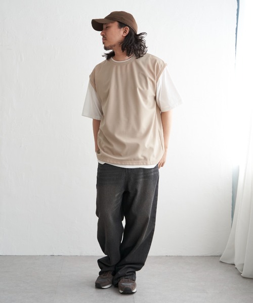 NO NEED(ノーニード)の「袖切り替えレイヤードT(Tシャツ/カットソー・メンズ・ピンク/オリーブ/ネイビー/ベージュ・LL/S/M/L)」の17枚目の写真