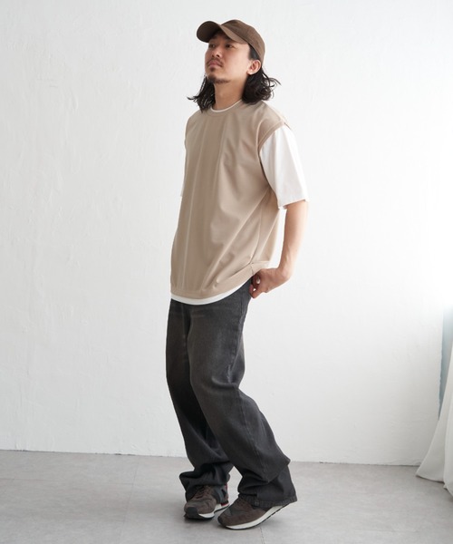 NO NEED(ノーニード)の「袖切り替えレイヤードT(Tシャツ/カットソー・メンズ・ピンク/オリーブ/ネイビー/ベージュ・LL/S/M/L)」の15枚目の写真