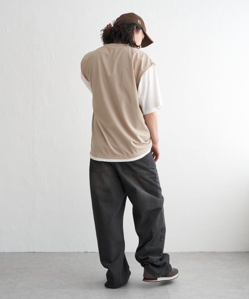 NO NEED(ノーニード)の「袖切り替えレイヤードT(Tシャツ/カットソー・メンズ・ピンク/オリーブ/ネイビー/ベージュ・LL/S/M/L)」の12枚目の写真
