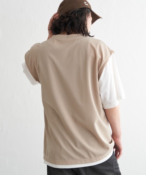 NO NEED(ノーニード)の「袖切り替えレイヤードT(Tシャツ/カットソー・メンズ・ピンク/オリーブ/ネイビー/ベージュ・LL/S/M/L)」の20枚目の写真