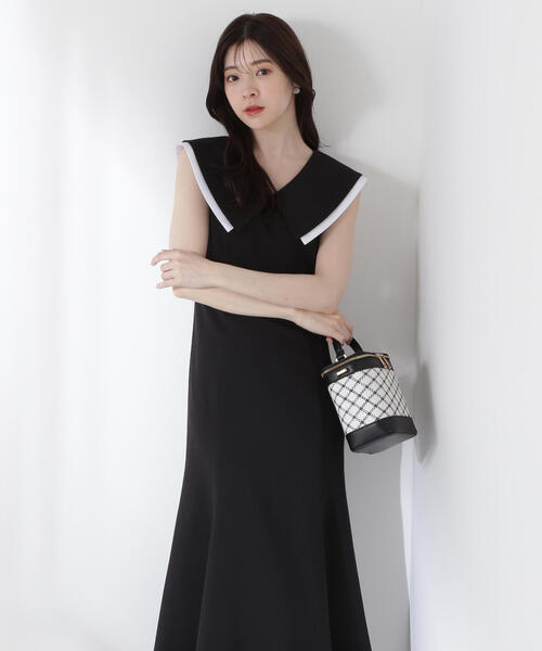 PROPORTION BODY DRESSING（プロポーションボディドレッシング）の「ビッグカラーマーメイドワンピース / 1215140605（ワンピース・レディース・グレー/ブラック・SMALL/MEDIUM）」の2枚目の写真