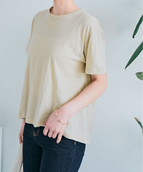 kirakiraShop(キラキラショップ)の「バック ツイスト コットンスラブ Tシャツ 半袖(Tシャツ/カットソー・レディース・ホワイト/ライトグレー/ライトベージュ/ブラック・M)」の20枚目の写真