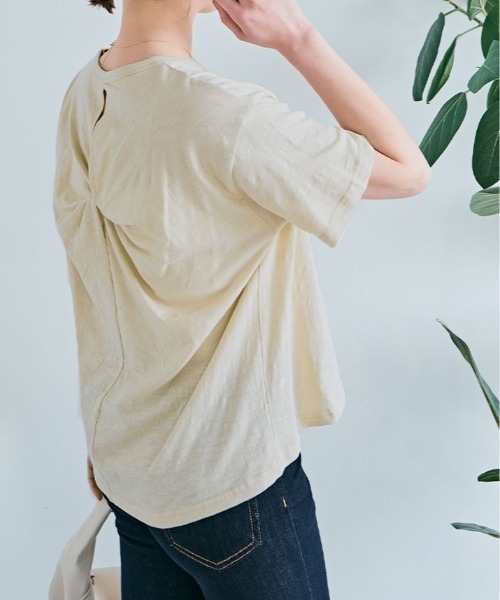 kirakiraShop(キラキラショップ)の「バック ツイスト コットンスラブ Tシャツ 半袖(Tシャツ/カットソー・レディース・ホワイト/ライトグレー/ライトベージュ/ブラック・M)」の19枚目の写真