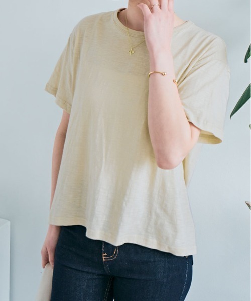 kirakiraShop(キラキラショップ)の「バック ツイスト コットンスラブ Tシャツ 半袖(Tシャツ/カットソー・レディース・ホワイト/ライトグレー/ライトベージュ/ブラック・M)」の18枚目の写真
