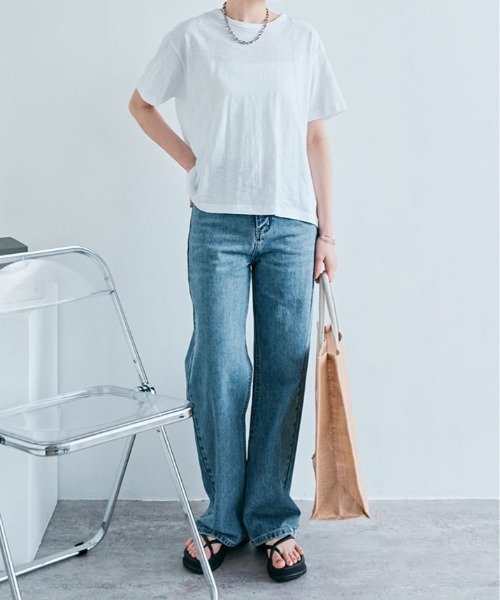 kirakiraShop(キラキラショップ)の「バック ツイスト コットンスラブ Tシャツ 半袖(Tシャツ/カットソー・レディース・ホワイト/ライトグレー/ライトベージュ/ブラック・M)」の15枚目の写真
