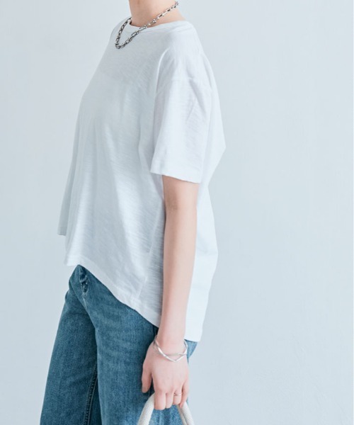 kirakiraShop(キラキラショップ)の「バック ツイスト コットンスラブ Tシャツ 半袖(Tシャツ/カットソー・レディース・ホワイト/ライトグレー/ライトベージュ/ブラック・M)」の16枚目の写真