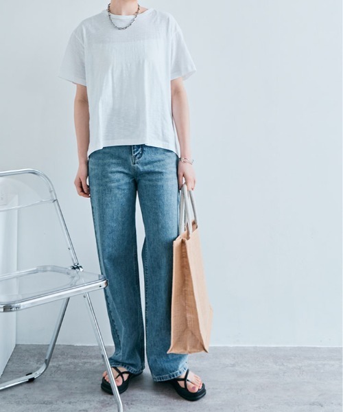 kirakiraShop(キラキラショップ)の「バック ツイスト コットンスラブ Tシャツ 半袖(Tシャツ/カットソー・レディース・ホワイト/ライトグレー/ライトベージュ/ブラック・M)」の13枚目の写真
