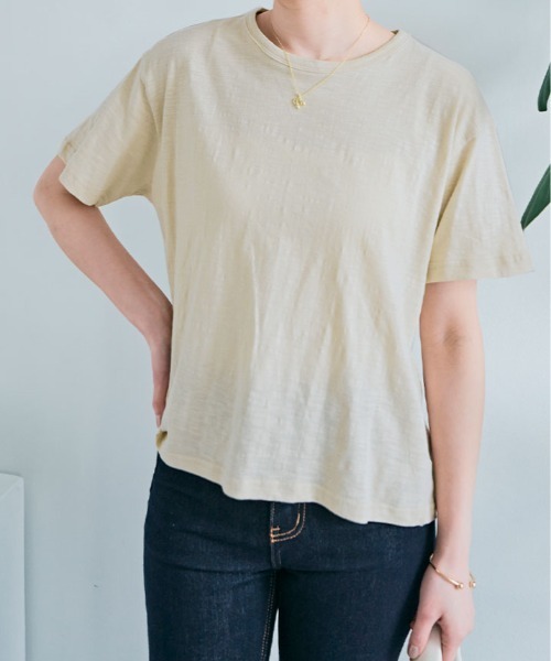 kirakiraShop(キラキラショップ)の「バック ツイスト コットンスラブ Tシャツ 半袖(Tシャツ/カットソー・レディース・ホワイト/ライトグレー/ライトベージュ/ブラック・M)」の6枚目の写真