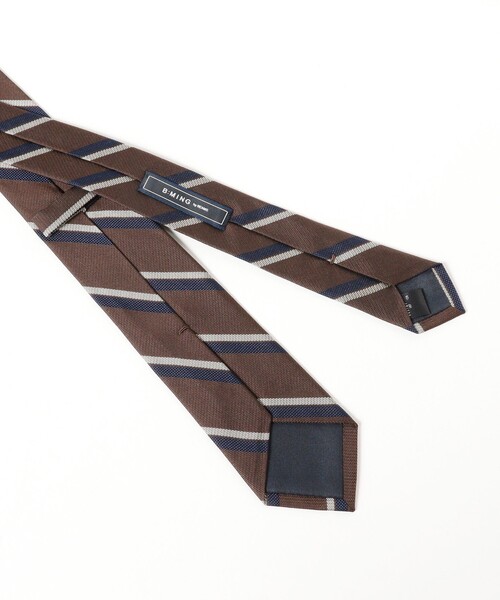B:MING by BEAMS(ビーミングバイビームス)の「シルク ストライプ ナロー ネクタイ 25FW ②(ネクタイ・メンズ・ブラウン/ブラック/オリーブ/ブルー系その他4/インディゴブルー/ネイビー/パープル/レッド・ONE SIZE)」の9枚目の写真