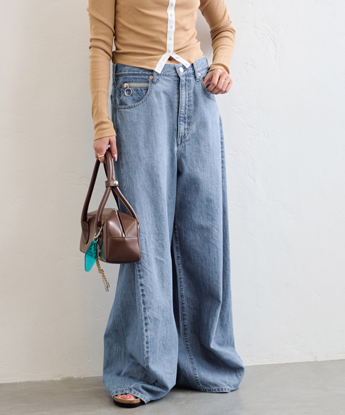 U by SPICK&SPAN（ユーバイスピックアンドスパン）の「《追加》フローストルーズバレルレッグデニム（デニムパンツ・レディース・ブルー/ピンク・36/38）」の10枚目の写真