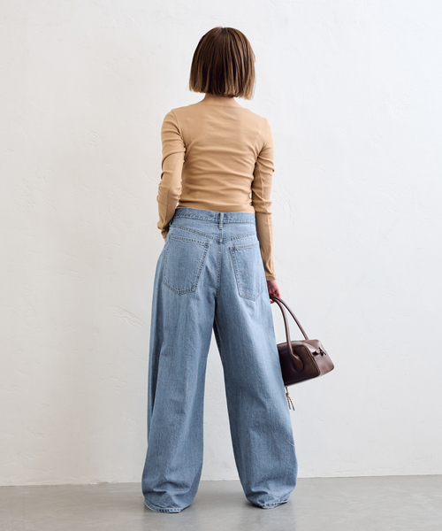 U by SPICK&SPAN（ユーバイスピックアンドスパン）の「《追加》フローストルーズバレルレッグデニム（デニムパンツ・レディース・ブルー/ピンク・36/38）」の5枚目の写真