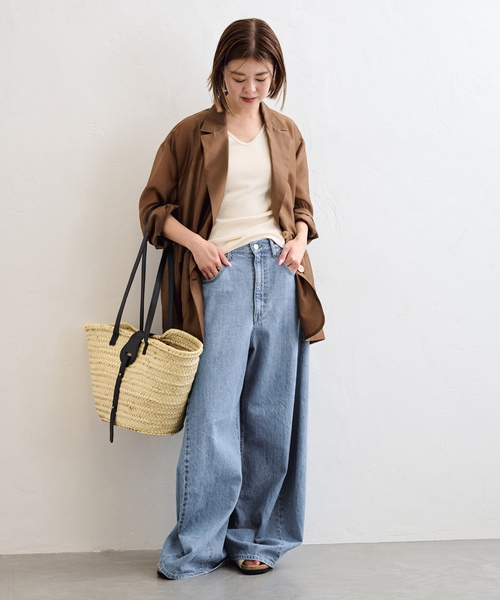 U by SPICK&SPAN（ユーバイスピックアンドスパン）の「《追加》フローストルーズバレルレッグデニム（デニムパンツ・レディース・ブルー/ピンク・36/38）」の4枚目の写真