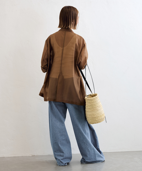 U by SPICK&SPAN（ユーバイスピックアンドスパン）の「《追加》フローストルーズバレルレッグデニム（デニムパンツ・レディース・ブルー/ピンク・36/38）」の3枚目の写真