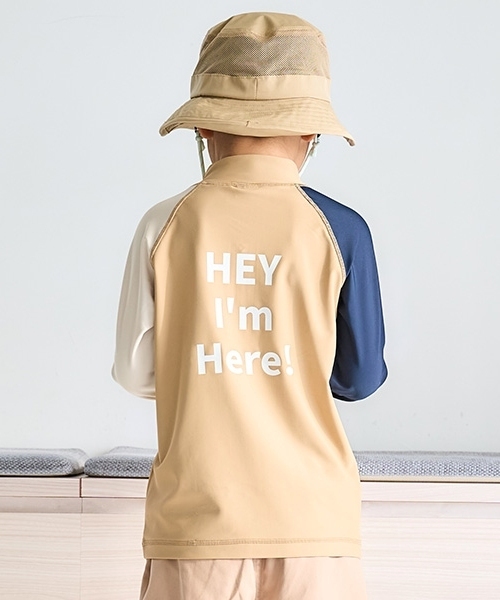 and D. petit main（アンドディープティマイン）の「【SWIM】ハーフジップラッシュガード（ラッシュガード・キッズ・ベージュ/ネイビー/ライトグレー/ライトブルー・140cm/150cm/130cm/90cm/100cm/110cm/120cm）」の5枚目の写真