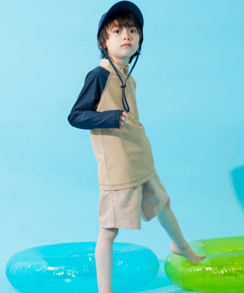 and D. petit main（アンドディープティマイン）の「【SWIM】ハーフジップラッシュガード（ラッシュガード・キッズ・ベージュ/ネイビー/ライトグレー/ライトブルー・140cm/150cm/130cm/90cm/100cm/110cm/120cm）」の16枚目の写真