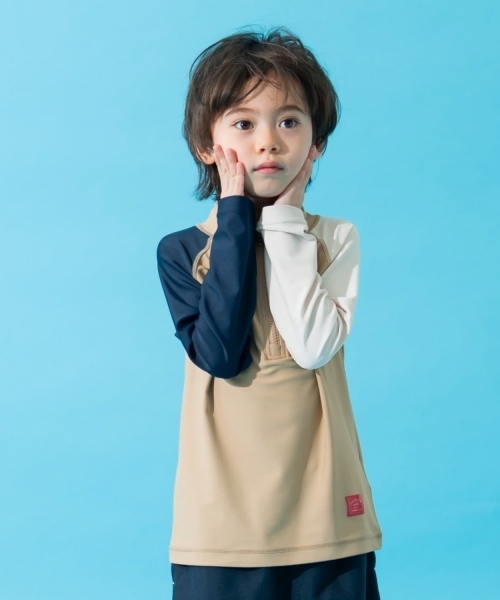 and D. petit main（アンドディープティマイン）の「【SWIM】ハーフジップラッシュガード（ラッシュガード・キッズ・ベージュ/ネイビー/ライトグレー/ライトブルー・140cm/150cm/130cm/90cm/100cm/110cm/120cm）」の20枚目の写真