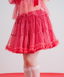 monepine（モネピネ）の「gingham check volume panier/ギンガムチェックボリュームパニエ（スカート）」